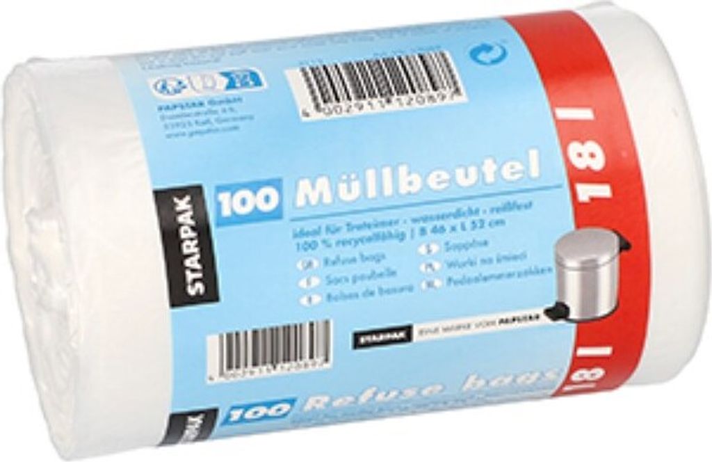 Papstar 12089, 18 l, Weiß, Hart-Polyethylen (HDPE), 520 mm, Produktbild 