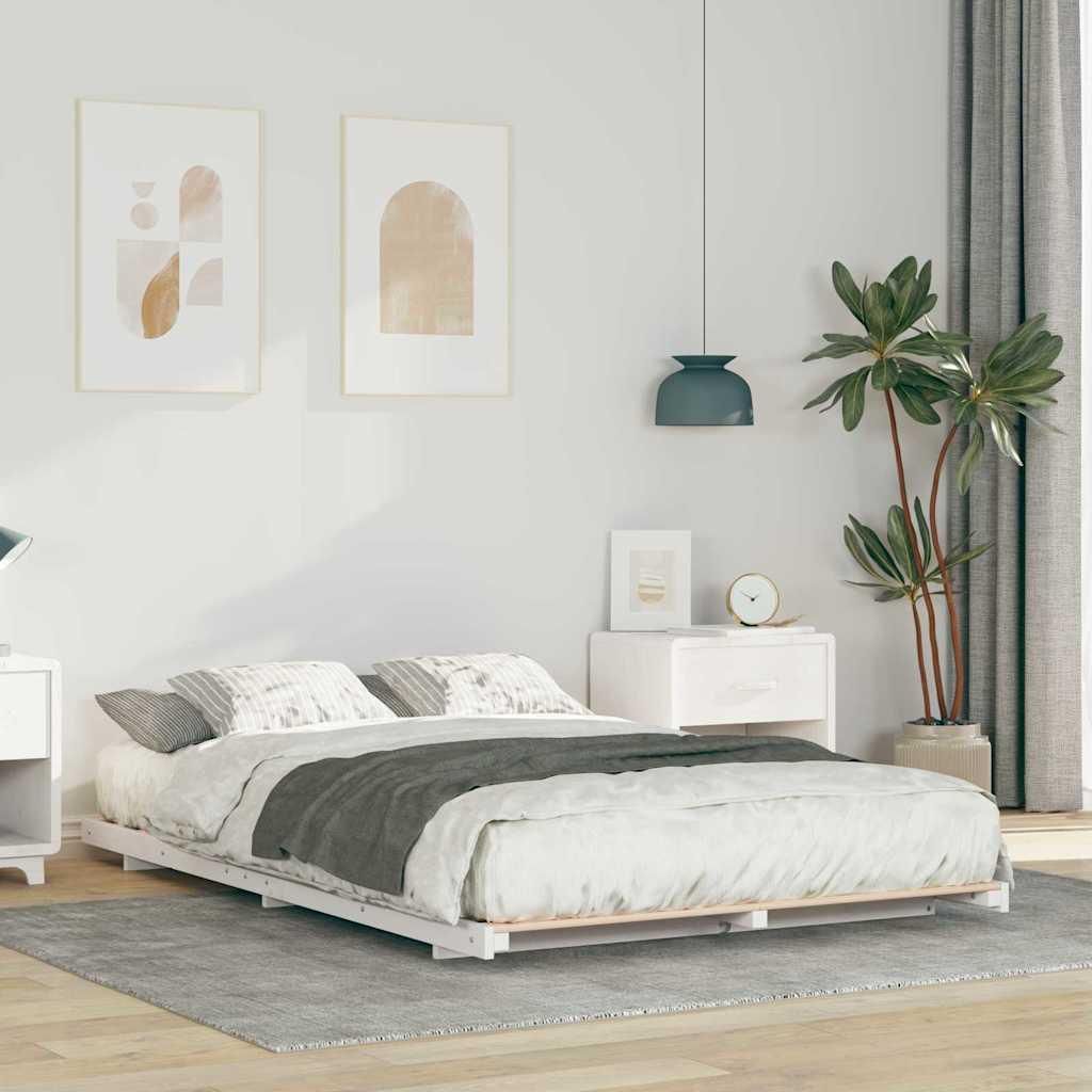 Maison Exclusive - Bettrahmen Weiß 140 x 190 cm Massives Kiefernholz