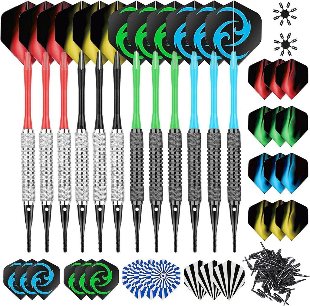 Softdart Set 16g: 12 Stück Soft Dartpfeile mit PVC Produktbild 