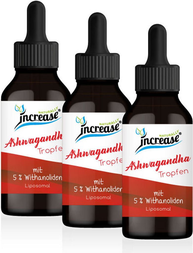 Nimm 3, zahl 2 Aktion Liposomale Ashwagandha Tropfen hochdosiert - Markenrohstoff KSM-66-2000mg pro Tag (180.000mg in 3 Flaschen)-mit 5% Withanoliden