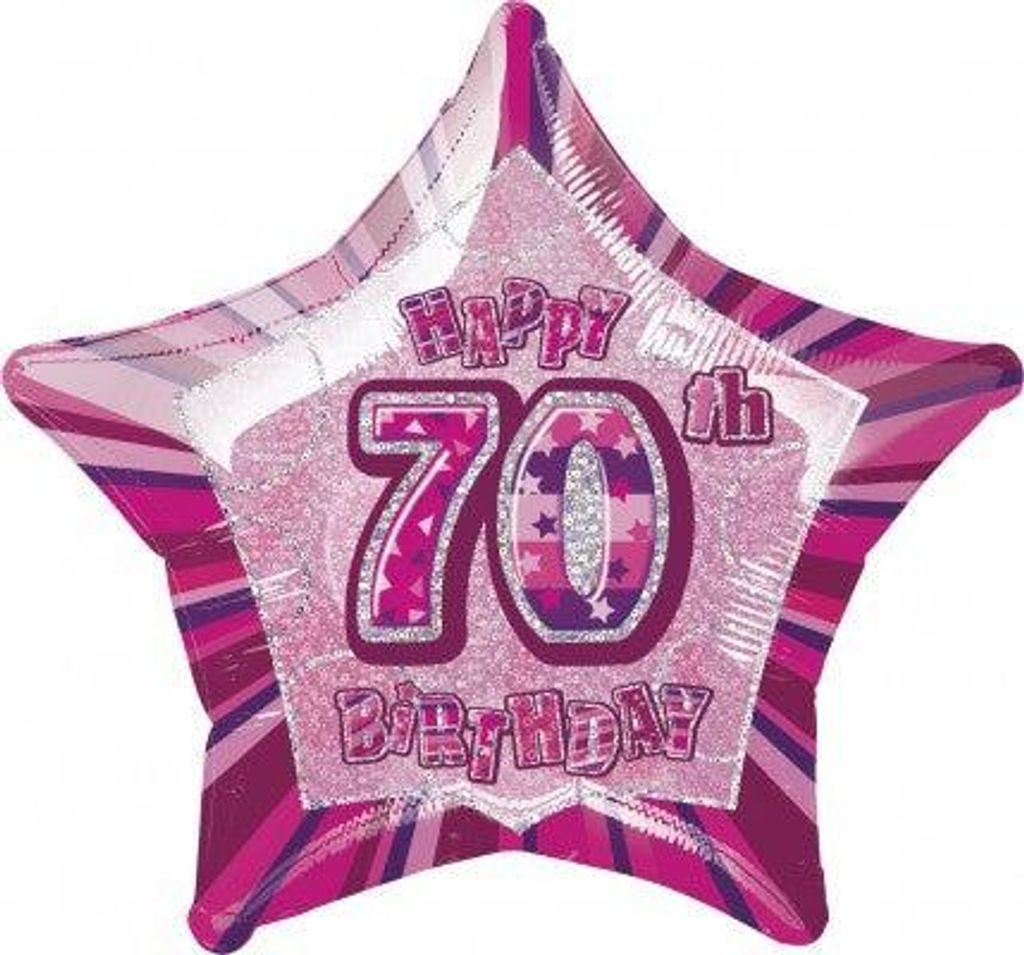 70. Geburtstag Glitzer Folien Ballon Pink