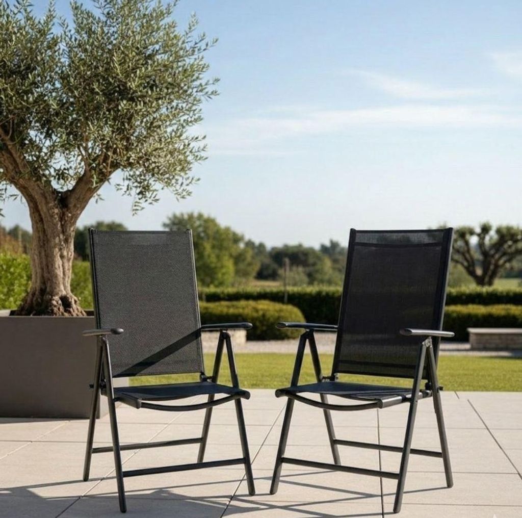 2 Stühle Gartenstuhl SYDNEY Schwarz Klappstuhl Stuhl Produktbild 
