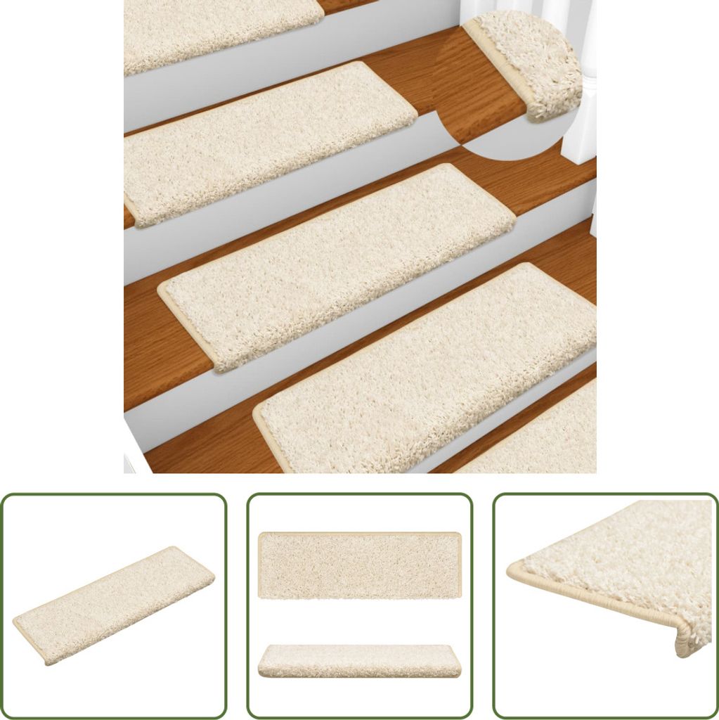 The Living Store Treppenmatten 15 Stk. 65x21x4 cm Weiß