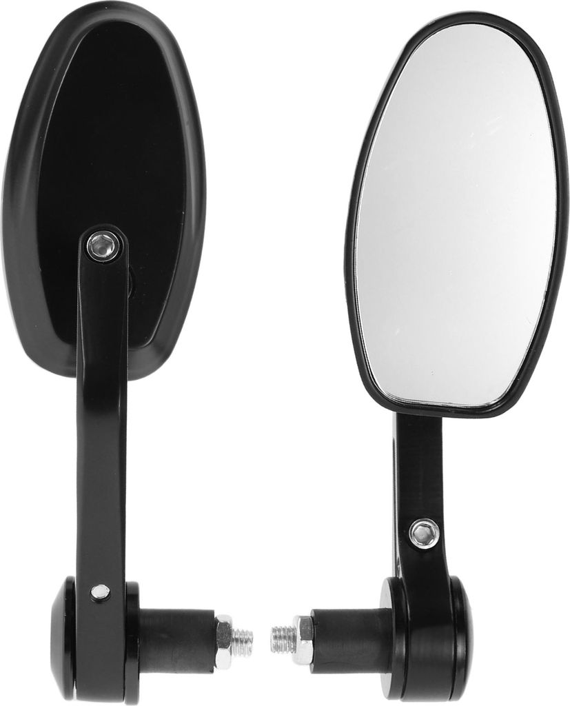 1 Satz M8 Universal Motorrad Rückspiegel Lenkerende Seitenspiegel Halterung Einstellbar Aluminium Schwarz, Ovalform