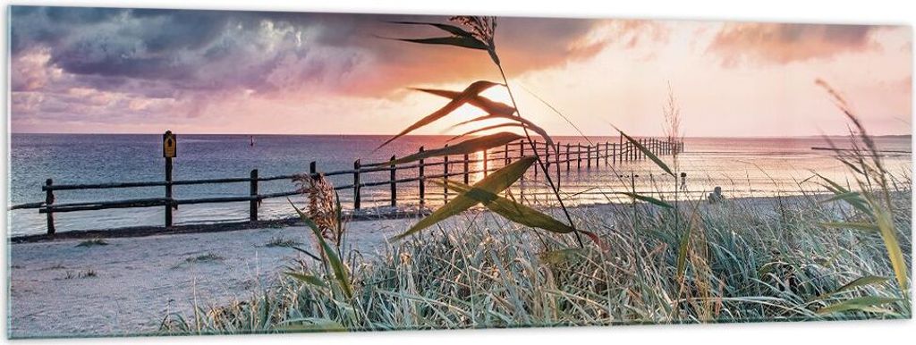 Bilder auf glas - Einteilig - Strand Gras Horizont - 160x50cm - Glasbilder - Wandbilder - Bilder - zum Aufhängen bereit - Wanddekoration aus Glas ...