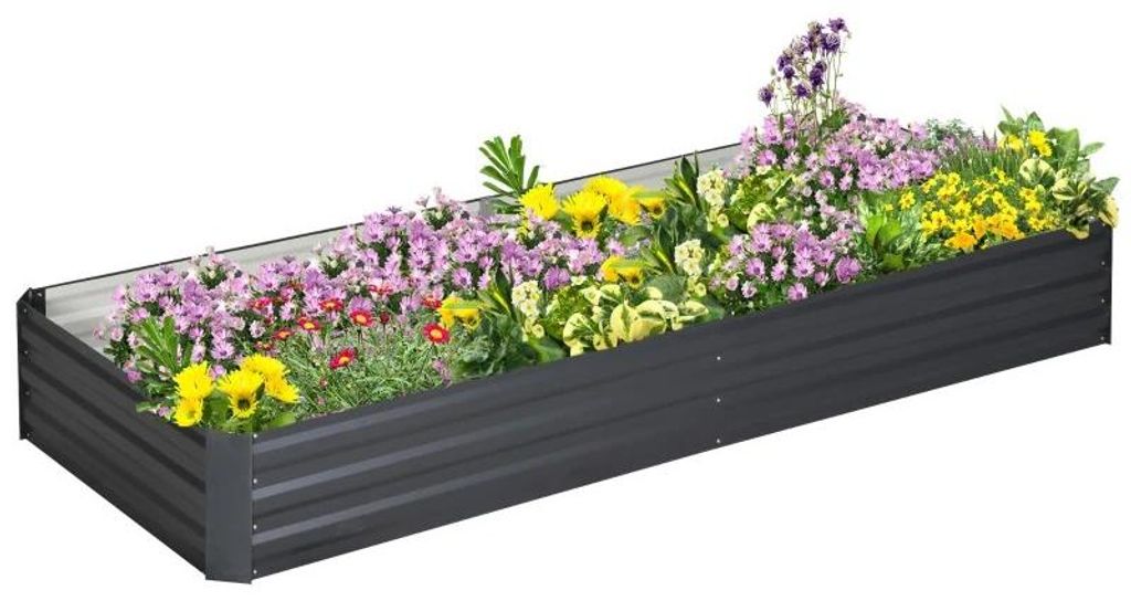 Hochbeet XL aus verzinktem Stahl, Pflanzkasten für Garten & Terrasse, wetterfest & frostsicher, offener Boden für gesundes Wurzelwachstum, Grau, ...