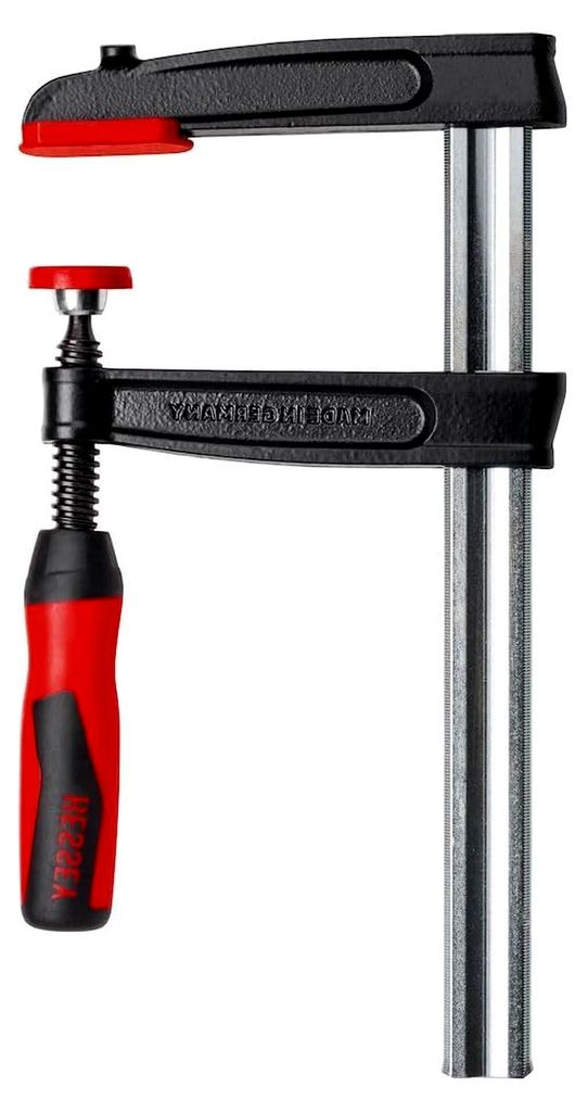 Temperguss-Schraubzwinge - 2K, Spannweite 400 mm, Ausladung 120 mm, stabile Hohlprofilschiene mit Riffelung, Gewicht 1,74 kg
