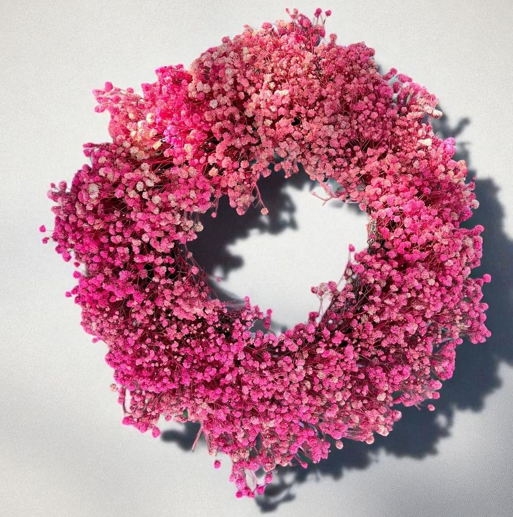 Schleierkraut Kranz in Pink, für Tür und Wand ca. 30 cm Produktbild 