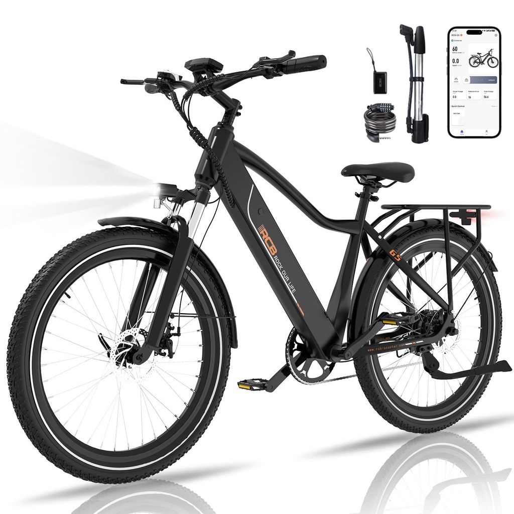 RCB G5 E-Bike 27.5" – Elektrofahrrad für Erwachsene, 13Ah Akku, Aluminiumrahmen, App/NFC Unlock, Sperrbare Federung, City & Trekking Fahrrad