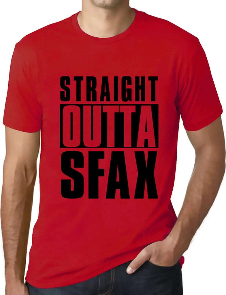 Herren Grafik T-Shirt Direkt aus Sfax – Straight Outta Sfax – Öko-Verantwortlich Vintage Jahrgang Kurzarm Lustige Druck Geburtstag Geschenk Mann