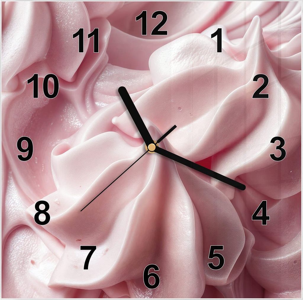 Wanduhr aus Glas mit Motiv Zartes Schaumcreme- 30 x 30 cm - inkl. Aufhängesystem
