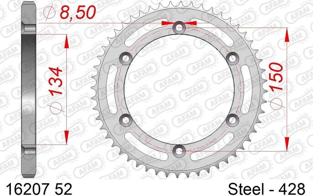 AFAM Standard Stahlritzel hinten 16207 - 428