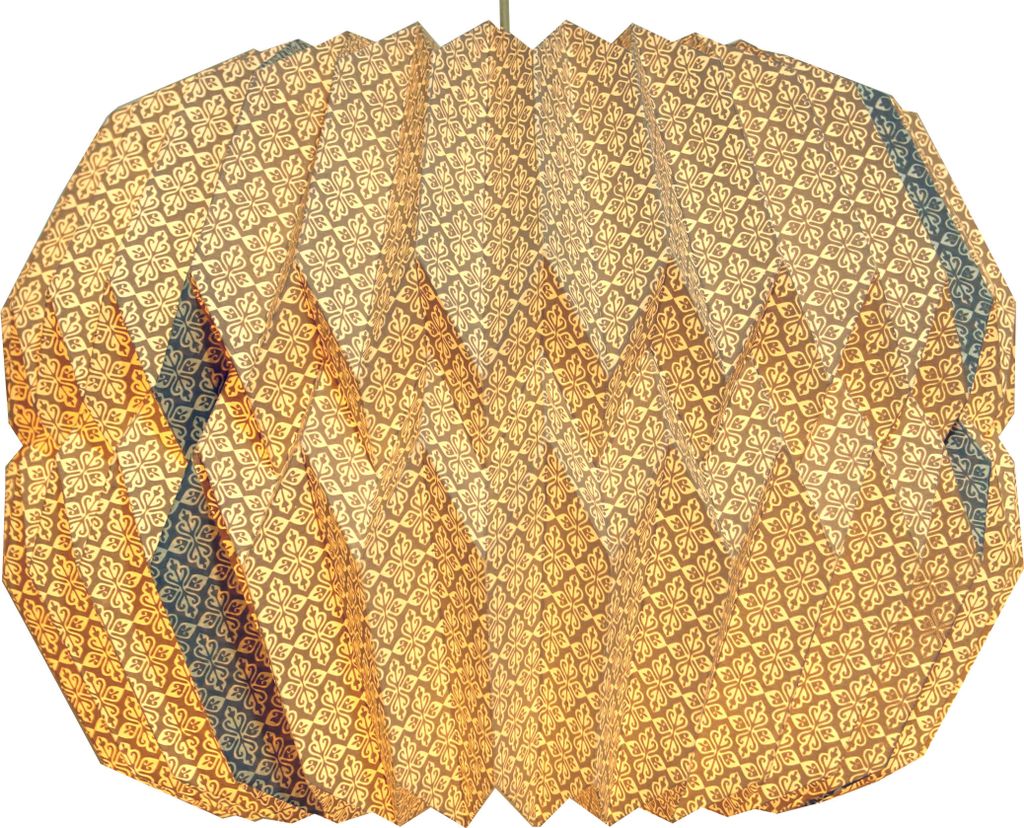 Origami Design Papier Lampenschirm - Modell Messina, Gelb, 24*39*39 cm, Asiatische Lampenschirme aus Papier & Stoff