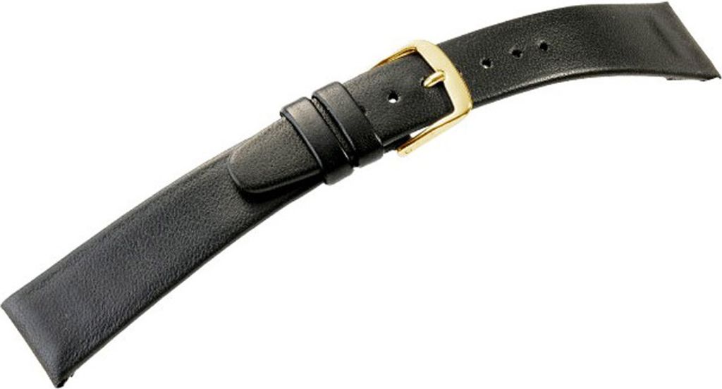 Uhrenarmband Clip Leder schwarz Kurze Länge Eulit 23364G, Stegbreite:10mm