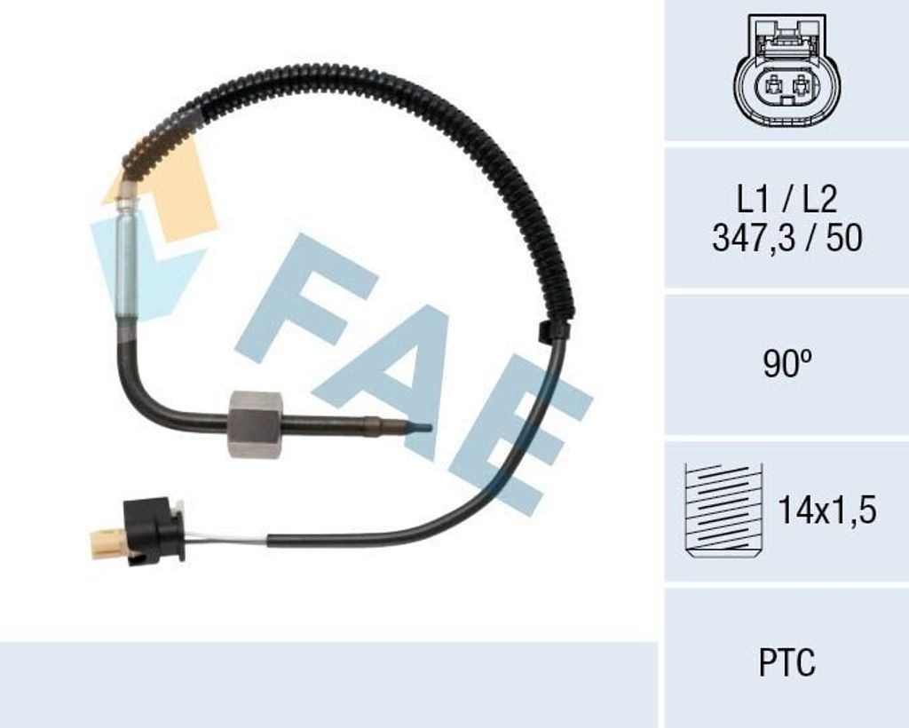 FAE 68029 Abgastemperatursensor passend für MERCEDES-BENZ C-Klasse Limousine (W203) M14x1,5 347mm