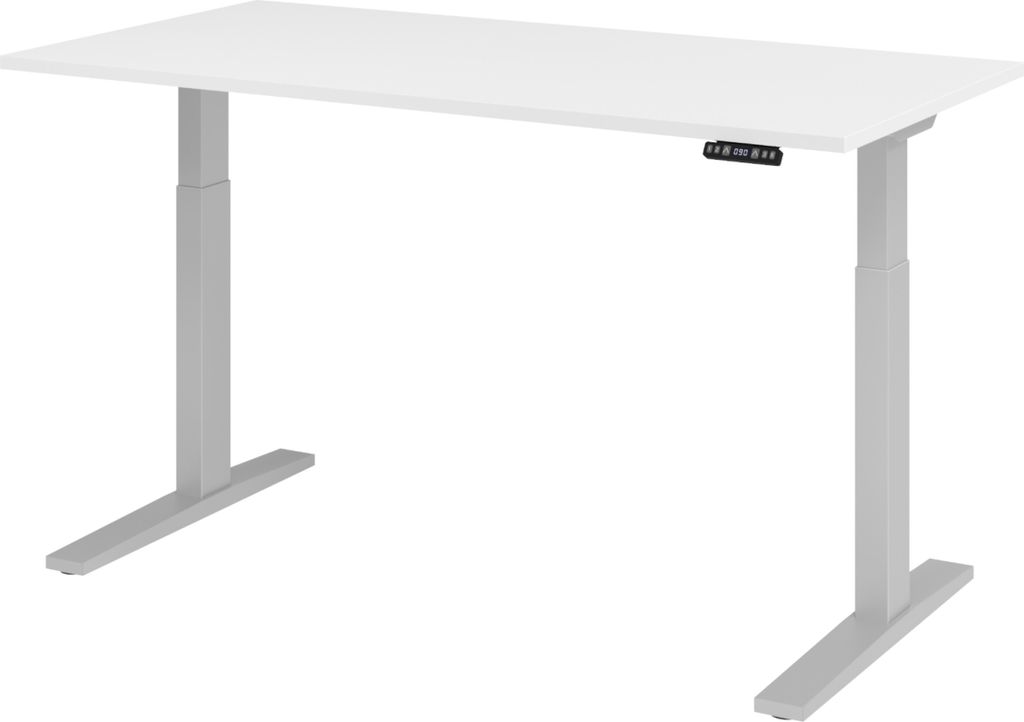 bümö Schreibtisch elektrisch XMKA - Nachbildung: Weiß, Gestell: Silber, Größe: 160 x 80 cm