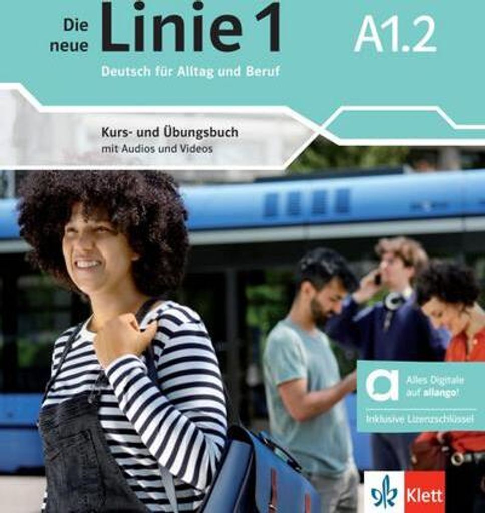 People are standing near a train, with a book cover overlayed.