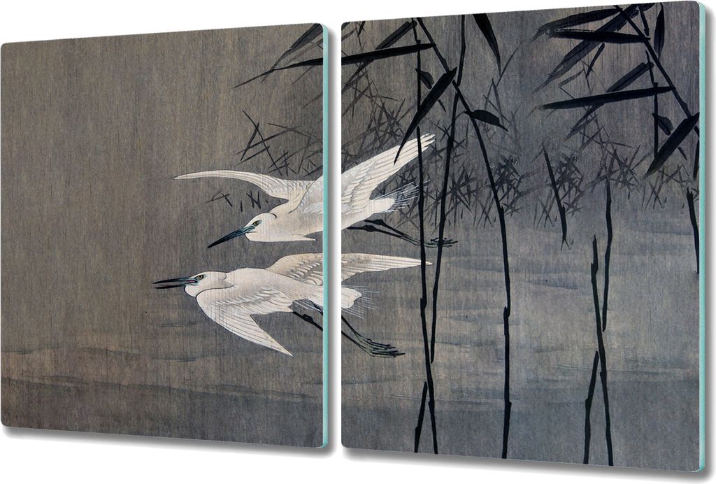 Glas-Herdabdeckplatte Glaskeramikkochfeld-Abdeckung Spritzschutz - 2x 40x52 cm - Chinesische See