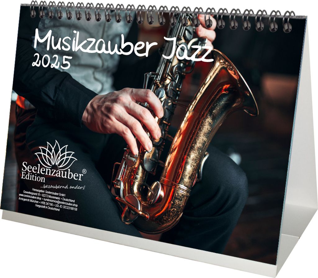 Musikzauber Jazz DIN A5 Tischkalender für 2025 Jazz und Instrumente - Seelenzauber