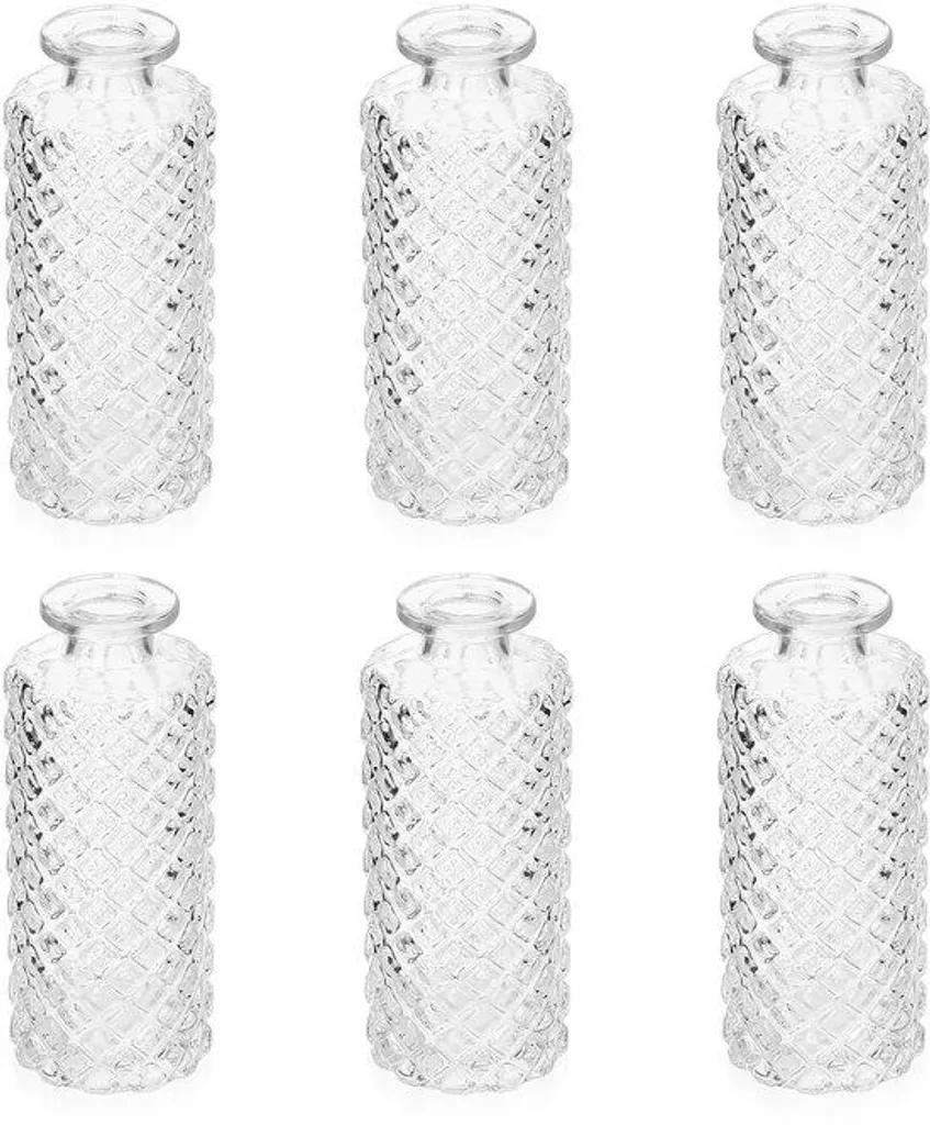 Lot de 6 Petits Verres Transparents de Table Collection Vintage à Fleurs
