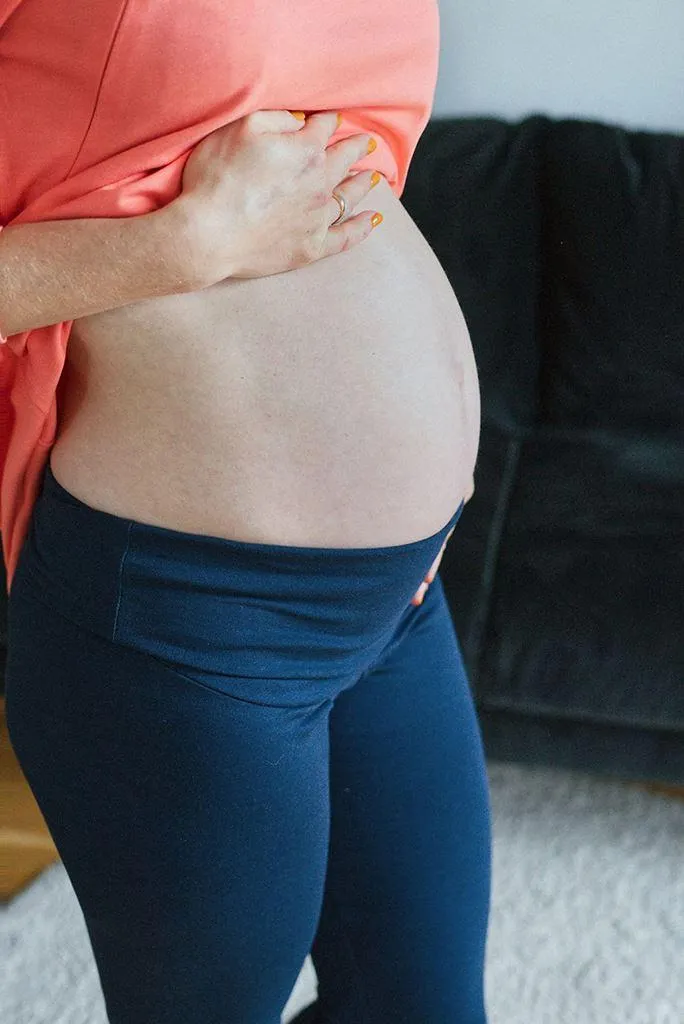 Leggings de grossesse contre le mal de dos bleu marine taille haute S