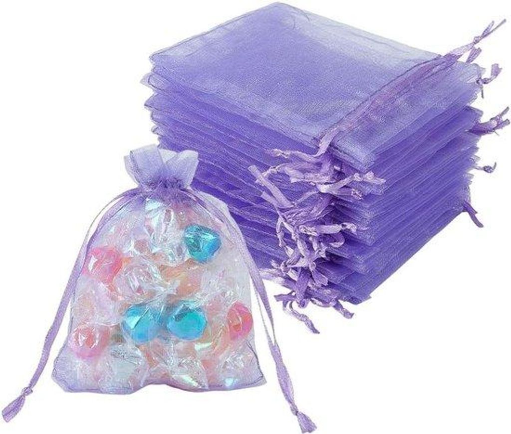 Organza Geschenkbeutel-Set - 200er Pack - Blauw und Violett - Für Weihnachten und Hochzeit - 10x8cm
