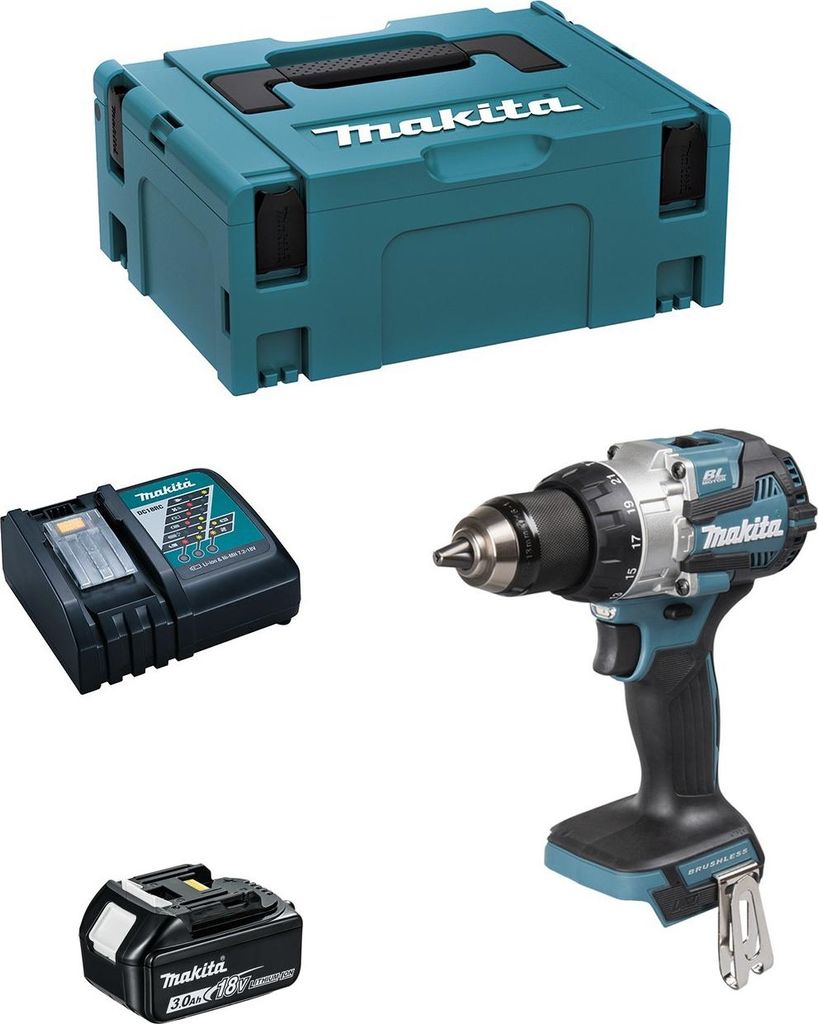 Schlagbohrschrauber MAKITA DHP489RFJ1 (1 x 3,0 Ah + DC18RC + MAKPAC 2)