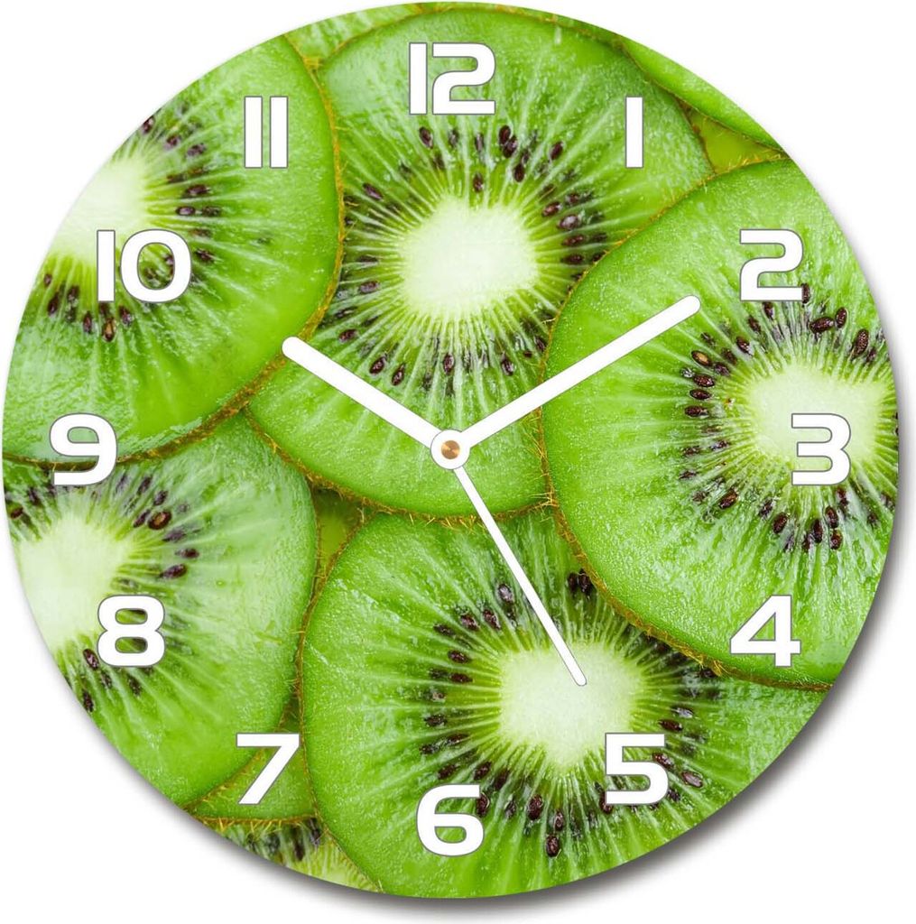 Wanduhr aus Glas 30fi Glasbild Glasuhr Gehärtetes Glas - weisse-zeiger - Kiwi