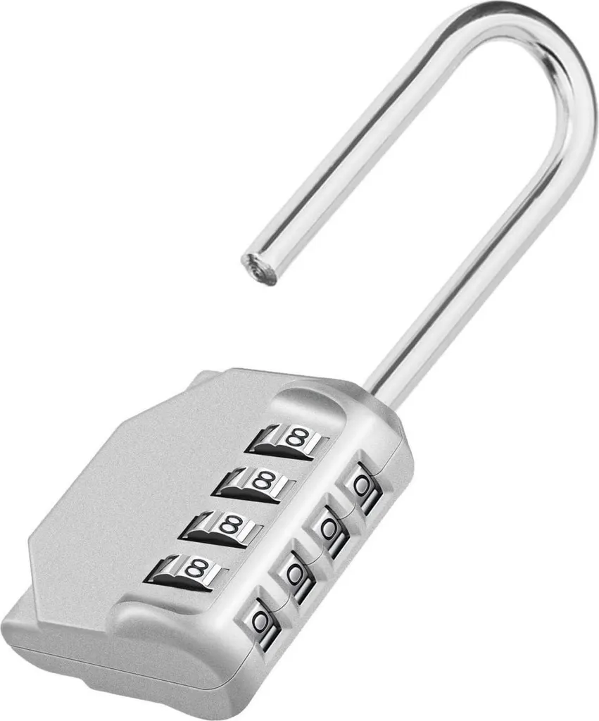 Cadenas à code 4 chiffres en métal argenté pour casier de gym et remise
