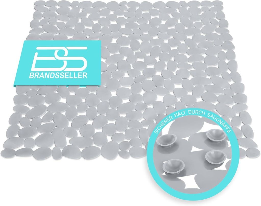 Brandsseller Duscheinlage 53x53 cm Duschmatte in Steinoptik Grau Bad Einlage
