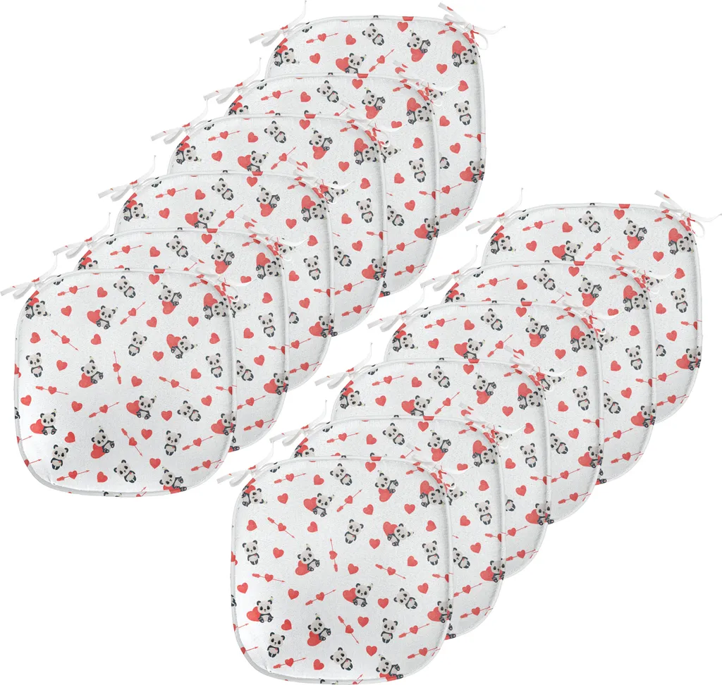 Lot 12 Coussins de Siège avec Sangles Imperméables Panda 40x40 cm