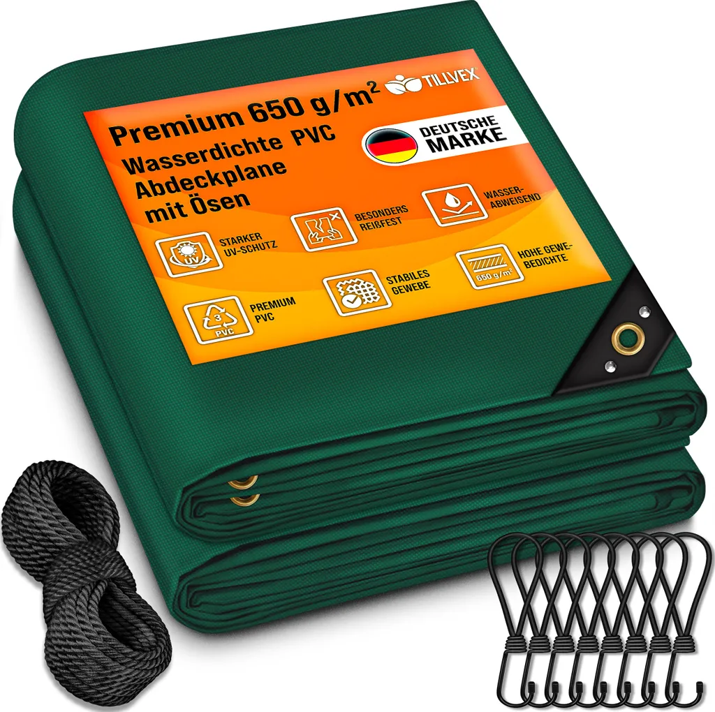Telone PVC Premium tillvex 4x8m 650g/m² Verde - Ultra Resistente UV