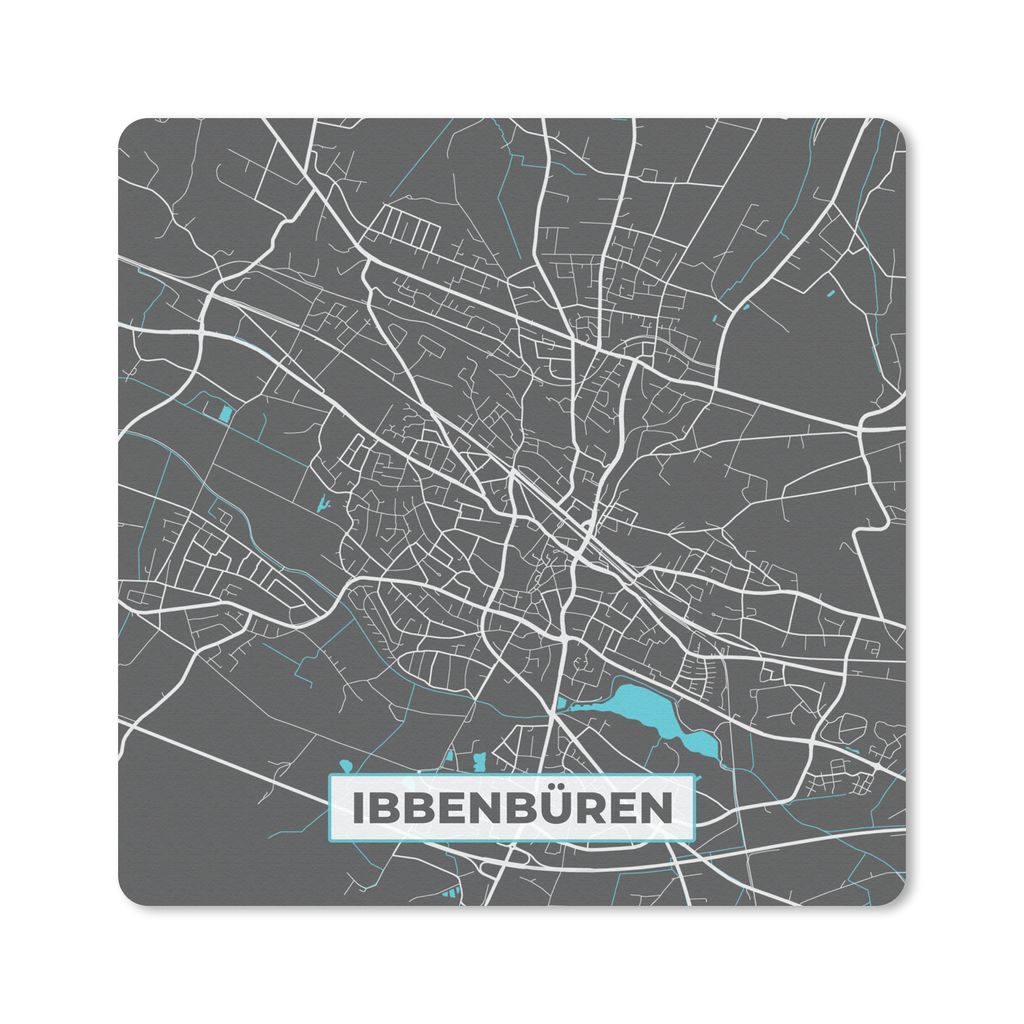 MuchoWow Mauspad Mousepad Stadtplan - Karte - Deutschland - Blau - Ibbenbüren - Karte 20x20 cm - Mousepads - Maus Mat - Pad - Mausunterlage - De...