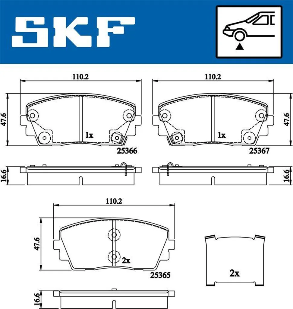 SKF VKBP 80332 A Jeu de Plaquettes de Frein à Disque pour Picanto