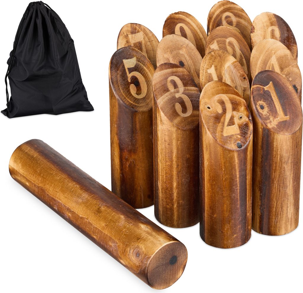 Relaxdays Kubb – gra wikingów, fińska gra rzutowa, Zdjęcie produktu 