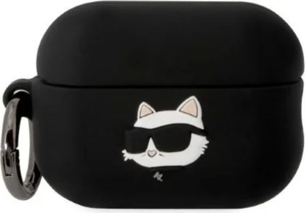 Karl Lagerfeld KLAP2RUNCHK AirPods Pro 2 Cover schwarz/schwarz Silikon Choupette Head 3D