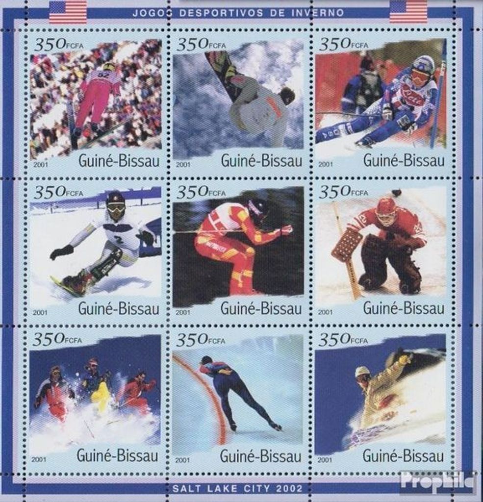 Briefmarken Guinea-Bissau 2001 Mi 1411-1419 Kleinbogen postfrisch Olympische Winterspiele 02