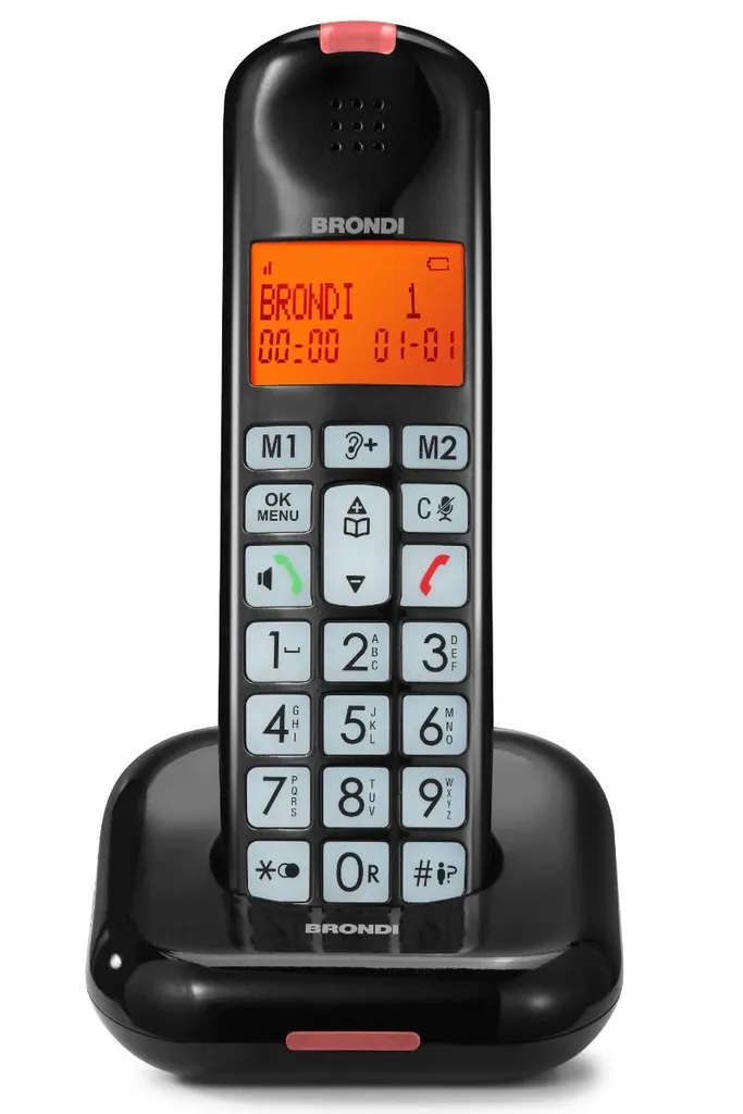 Téléphone grosses touches Brondi Bravo Moon sans fil noir ergonomique