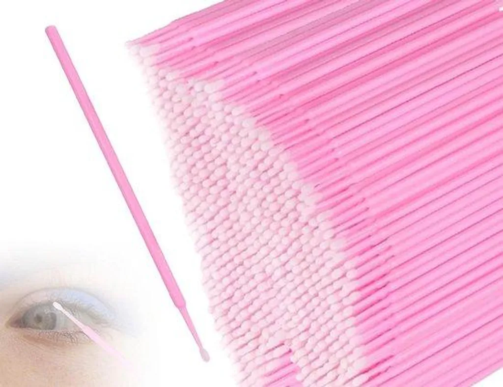 Micro-brosses roses à tête fine pour extension de cils en lot de 200