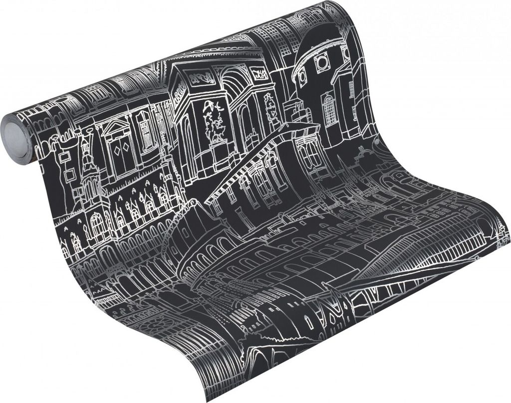 Vliestapete Rasch 465914 Kids&Teens Design Stadt schwarz Produktbild 