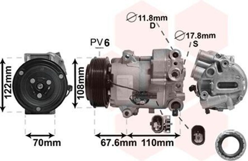 VAN WEZEL 3700K605 CVC Klimaanlage Klimakompressor PAG 46 Produktbild 