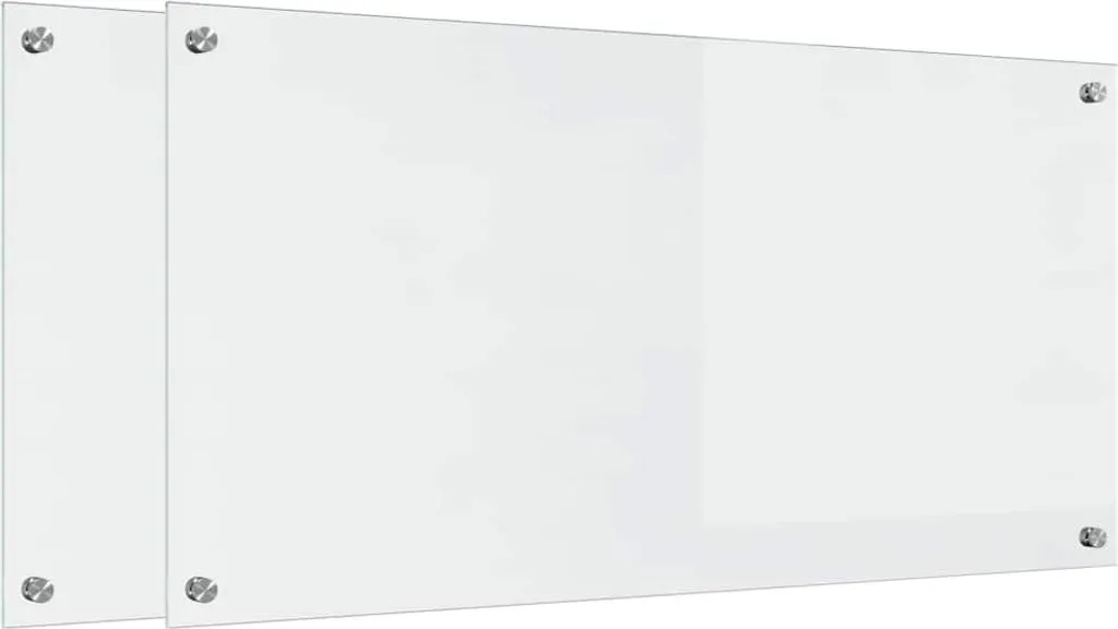 Alzatina Cucina 2 Pezzi Vetro Temperato Trasparente 100x50cm Anti-Schizzi