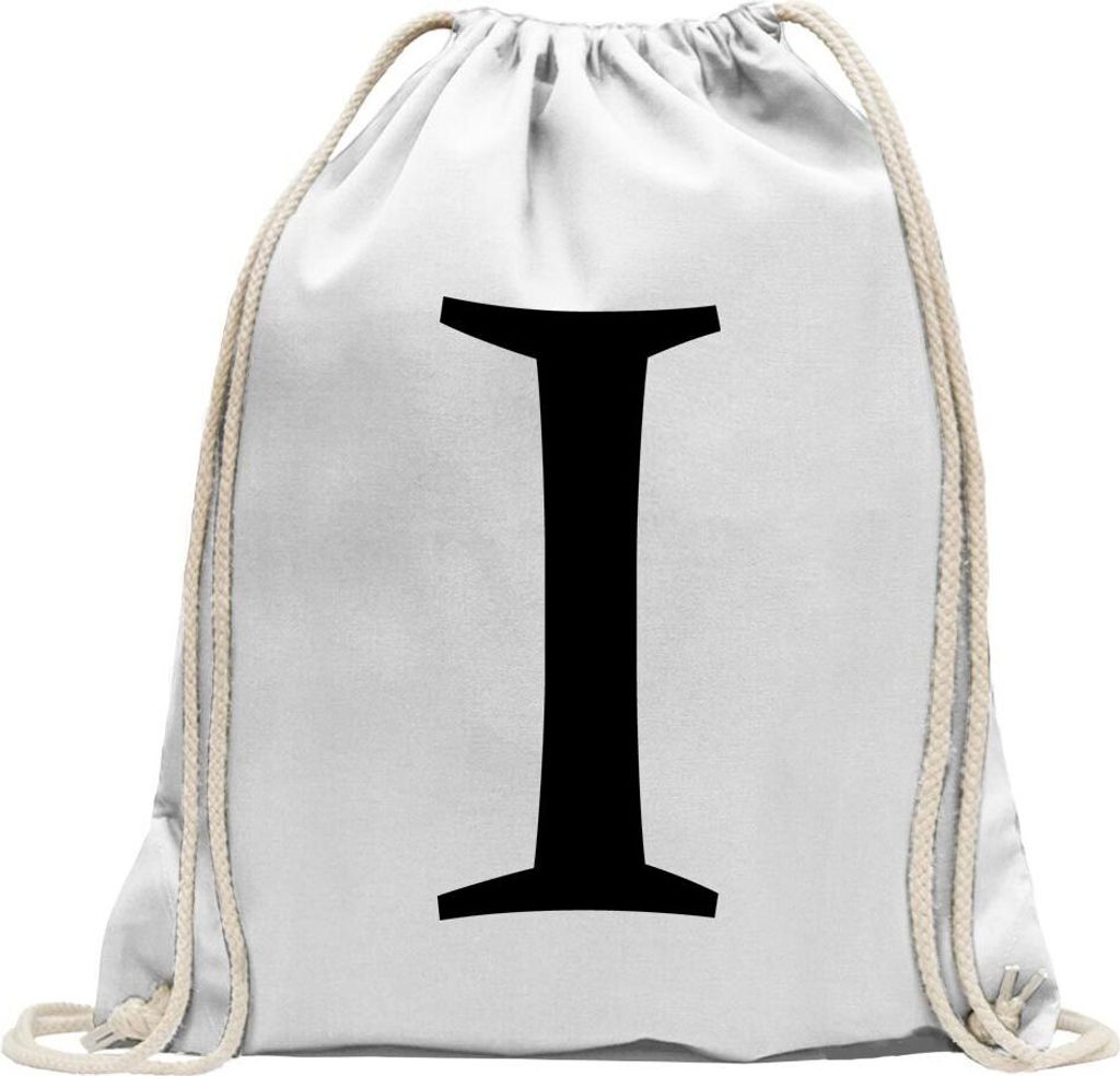 Kiwistar - Turnbeutel - weiss - Zahl 1 - Zahlen Nummern - Fun Rucksack Sport Beutel Gymsack Baumwolle mit Ziehgurt