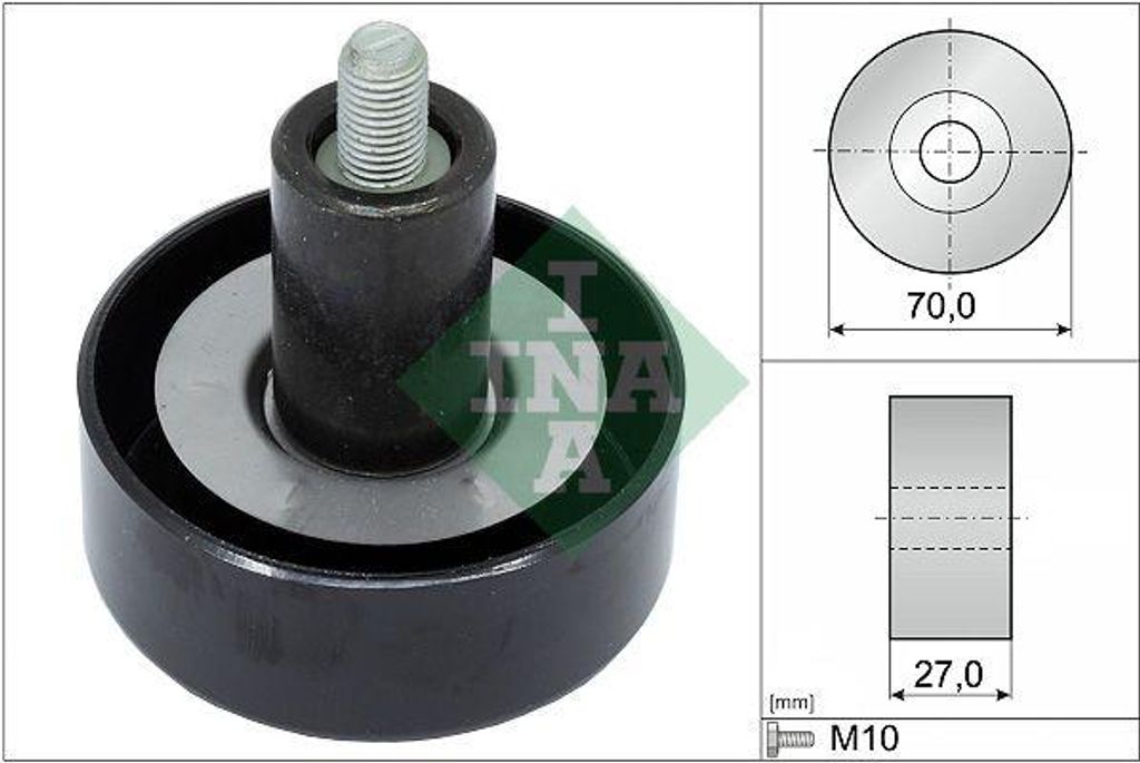 INA 532 0657 10 Umlenk-/Führungsrolle, Keilrippenriemen OE 252882F000 kompatibel mit Santa Fe, iX35, Tucson, Carnival, Sorento, Sportage