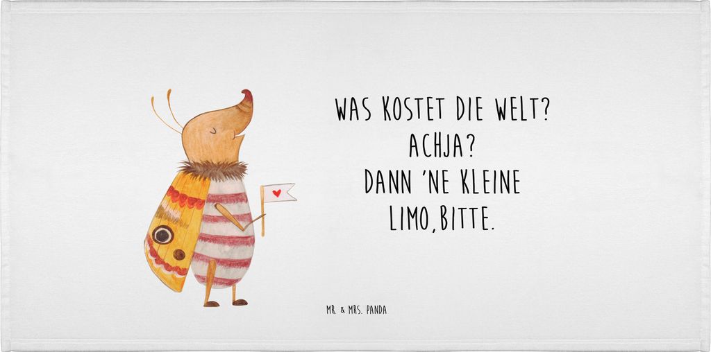 Mr. & Mrs. Panda Handtuch Nachtfalter Fähnchen - Weiß - Geschenk, Lustige Sprüche, Flauschtuch, Süß, Käfer, 100x50, Spruch Witzig, kleines, L...