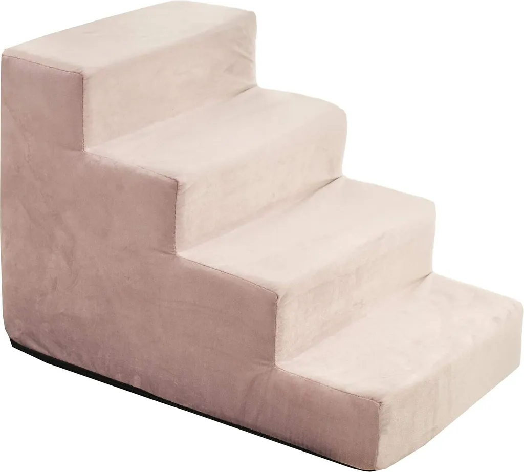 Scala per Animali 4 Gradini Velluto Rosa | Sicurezza Cani e Gatti