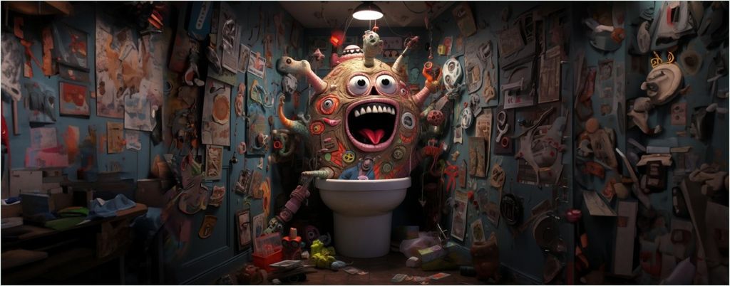 Wallario Wandbild aus Acryl, 200 x 80 cm, freischwebende Optik - Kloalarm - Toilettentroll
