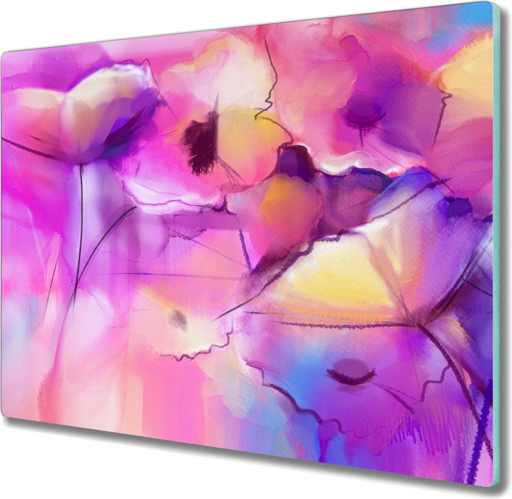 Coloray Küchenbrett Kochplattenabdeckung Hackbrett Schneidebrett Herdabdeckplatte 60x52 cm - Kunstblumen