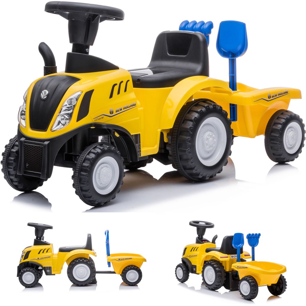Traktor mit Anhänger, blau/gelb