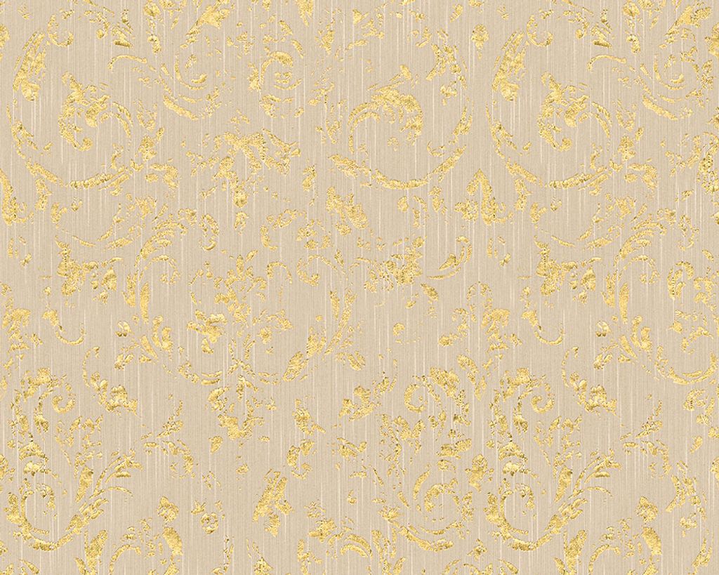 Architects Paper Barocktapete Metallic Silk Tapete mit Ornamenten Textiltapete beige gold 10,05 m x 0,53 m
